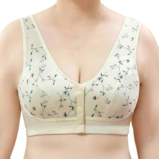 Premium Front-Open Non-Padded Bra with Buttons