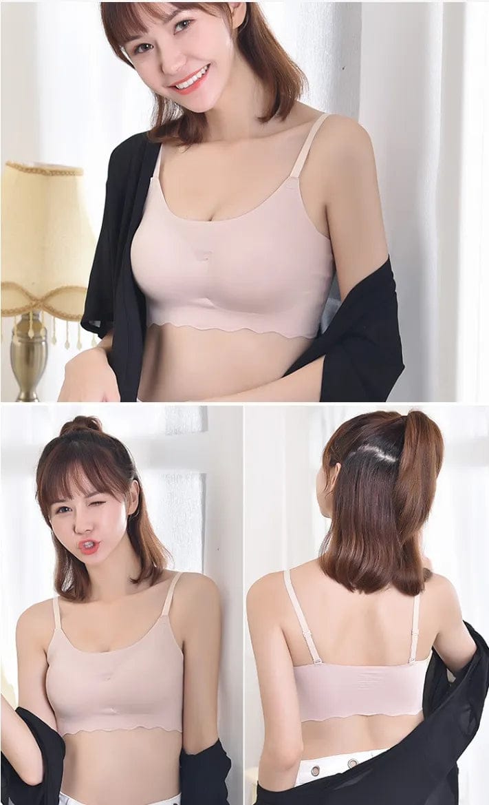 Seamless and pushup" and "beautiful back" bras.