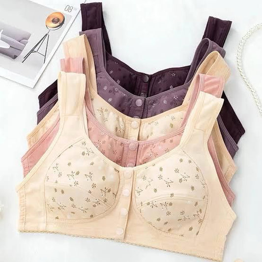 Premium Front-Open Non-Padded Bra with Buttons